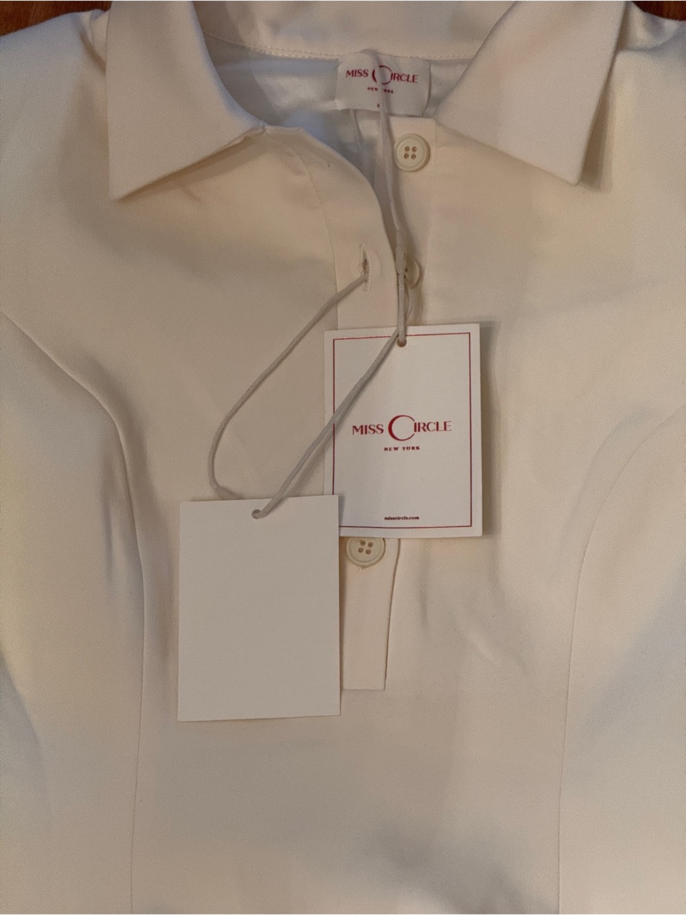 Miss Circle Women's Obelia Off White Long Sleeve Polo Mini Dress. NWT Size XS - Picture 9 of 13